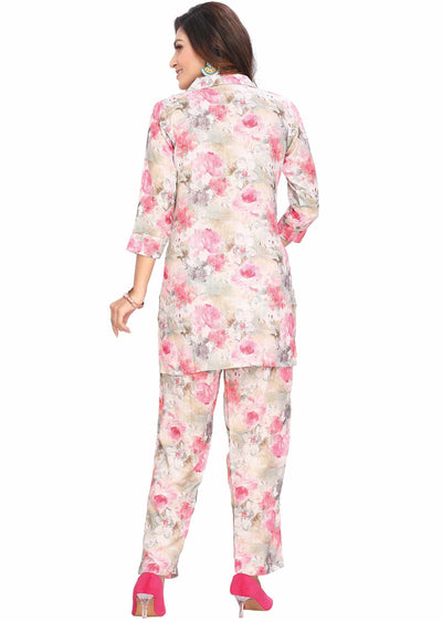 Multi Lineni cotton Floral Printed Co-Ord Set