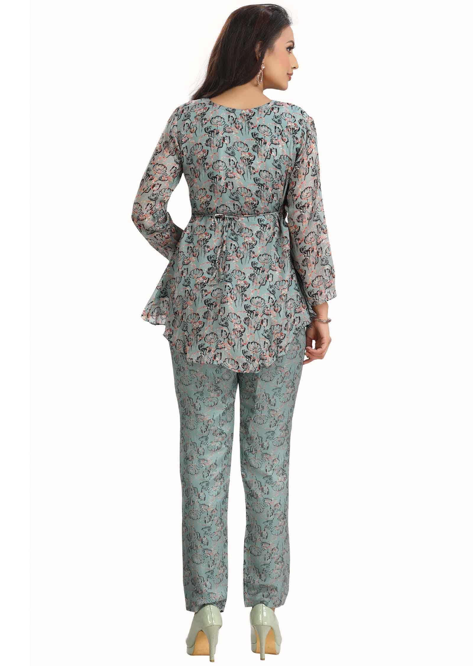 Dusty Blue Chinnon Embroidered Co-Ord Set