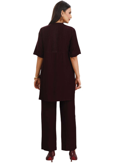 Wine Silk Co-Ord Set
