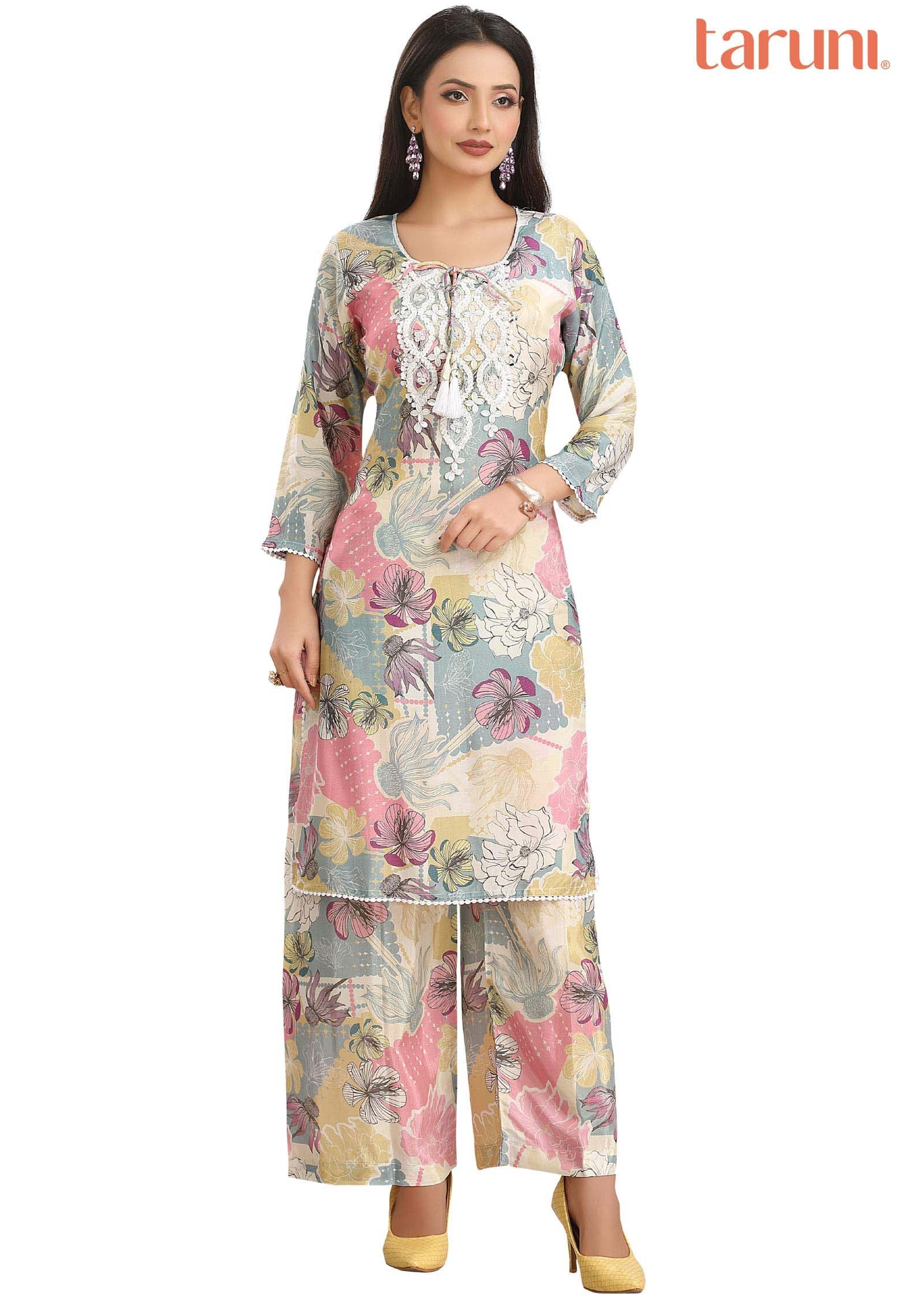 Multi Muslin Embroidered Kurti Sets