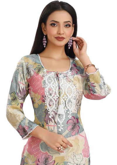 Multi Muslin Embroidered Kurti Sets