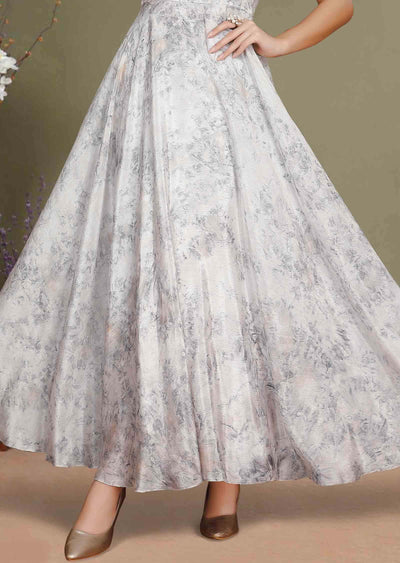 Off White Chinnon Printed Kurti