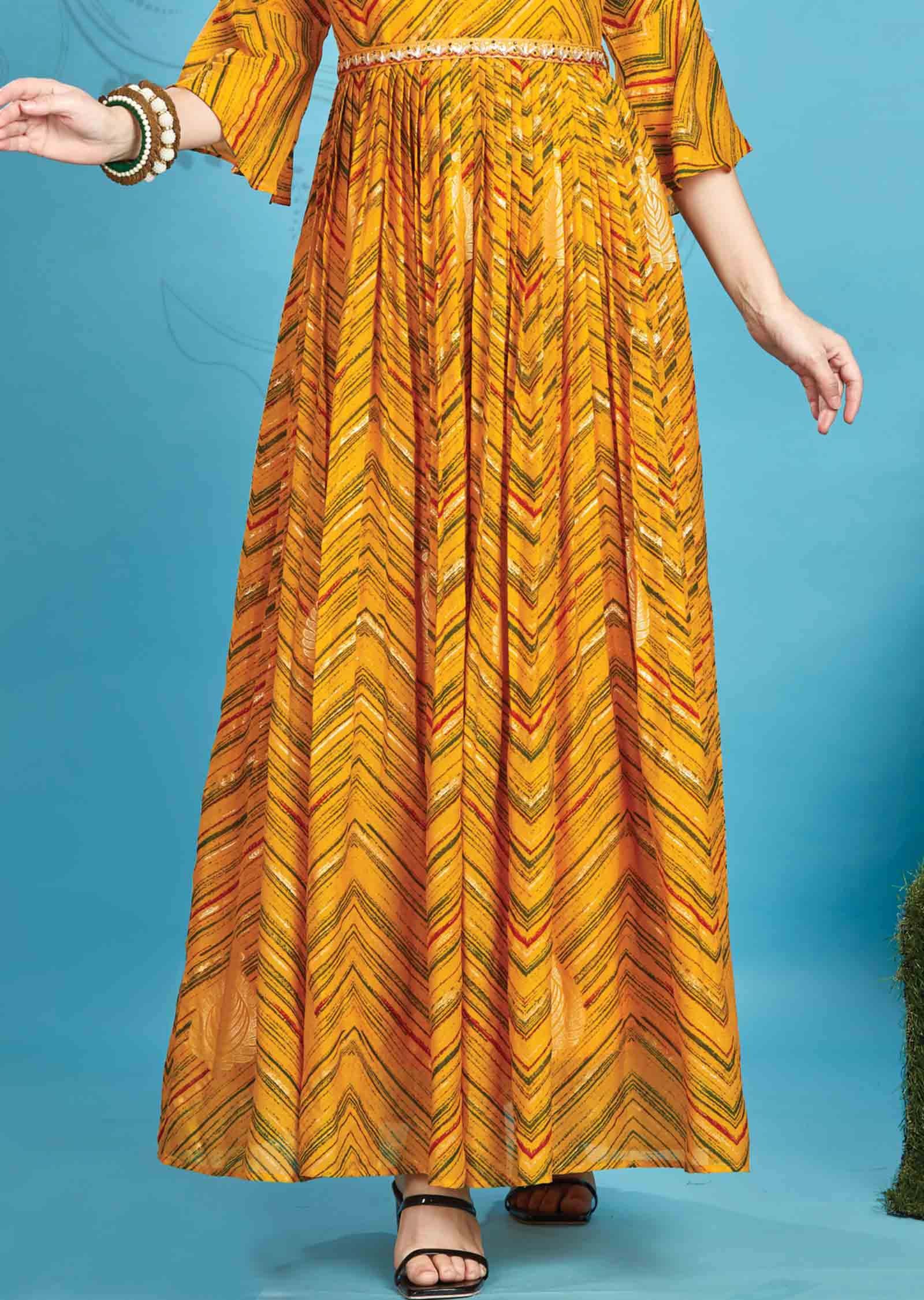 Yellow Chiffon Zardosi & Embroidered Kurti