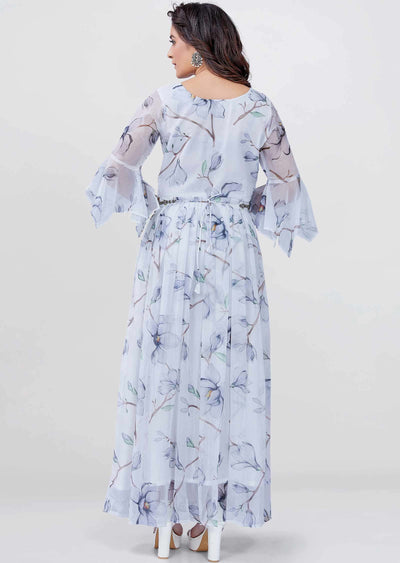 Off White Chiffon Printed Kurti Full legth